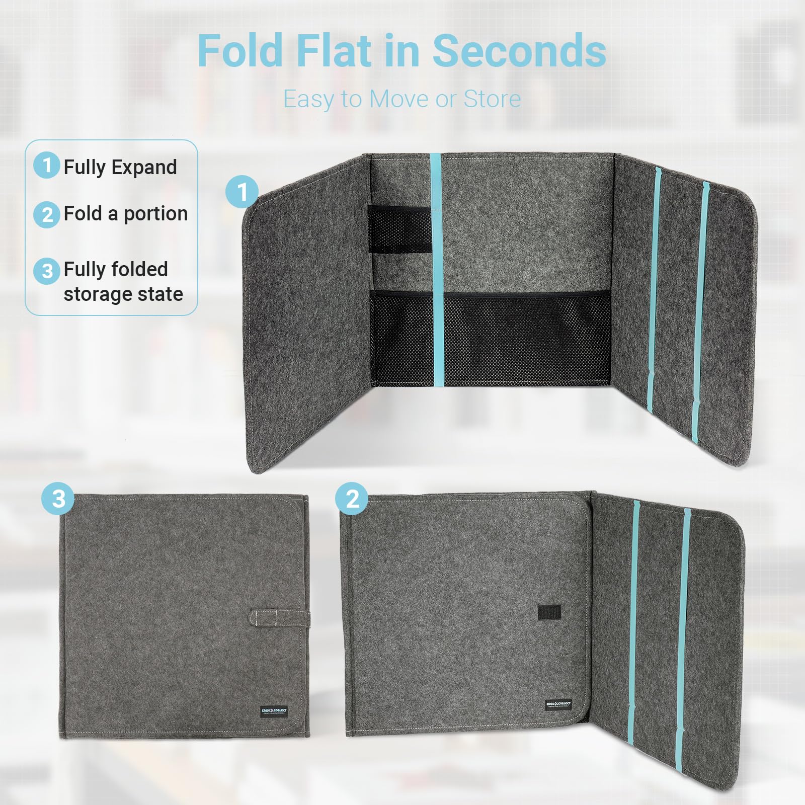 Schreibtisch Trennwand,2 Stück,Sichtschutz Schreibtisch,Tragbare Trennwände, Tischdividieren für Klassenzimmer-Privatsphäre-Bildschirme für Erwachsene und Studenten,120 x 39 cm, Filz