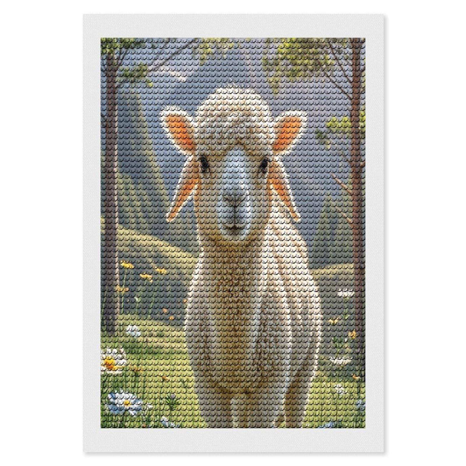 FekiLoot Lamb Diamond Painting Kits for Beginners DIY Diamond Art Kits for Adults Full Drill Round Diamond Dot Gem Art Painting Fun DIY Crafts for Home Kitchen Wall Decor Gift 8"x12"