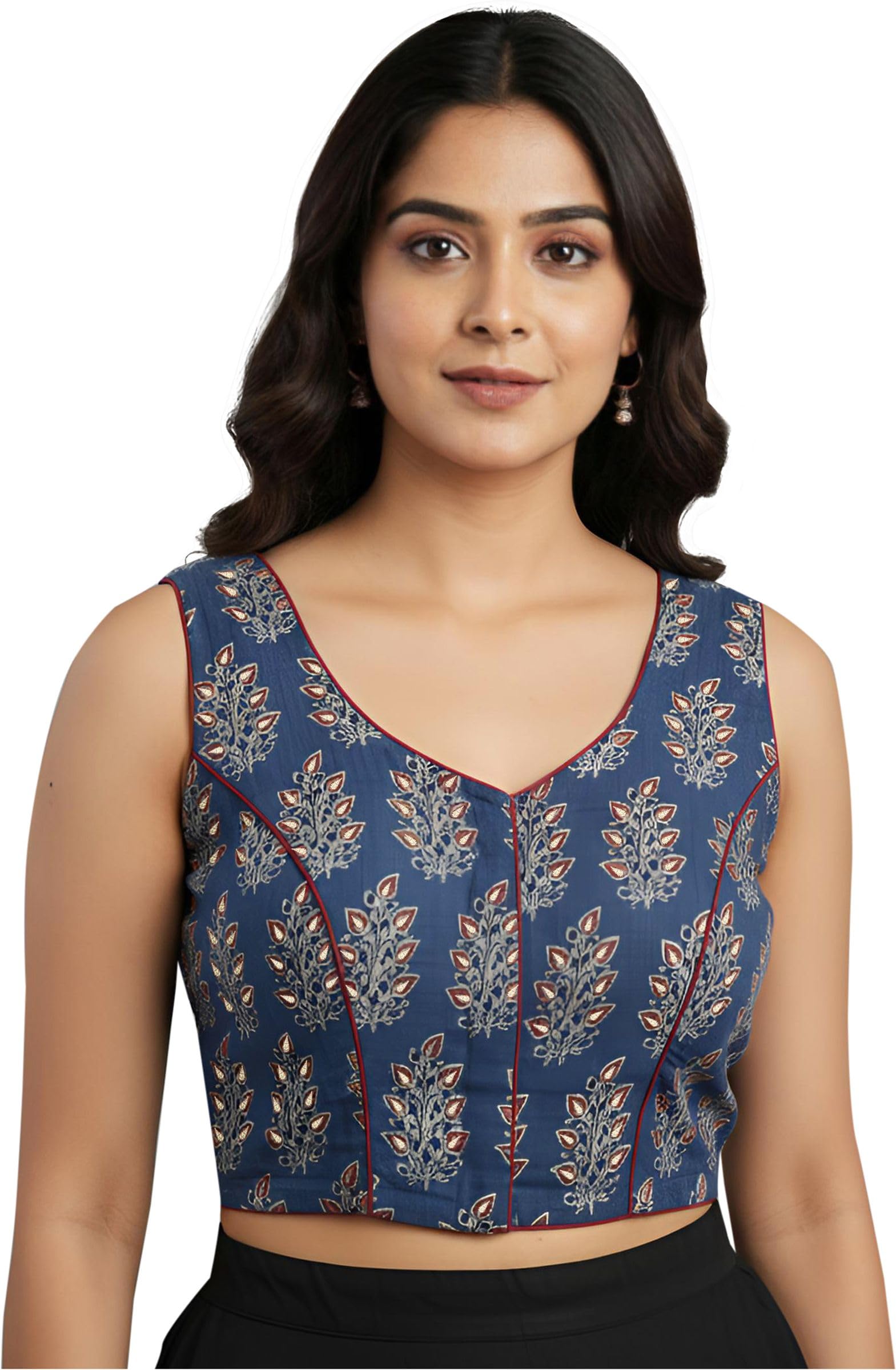 rene Pure Cotton Sleeveless Saree Blouse (AJK-005800@@P)-picture-9