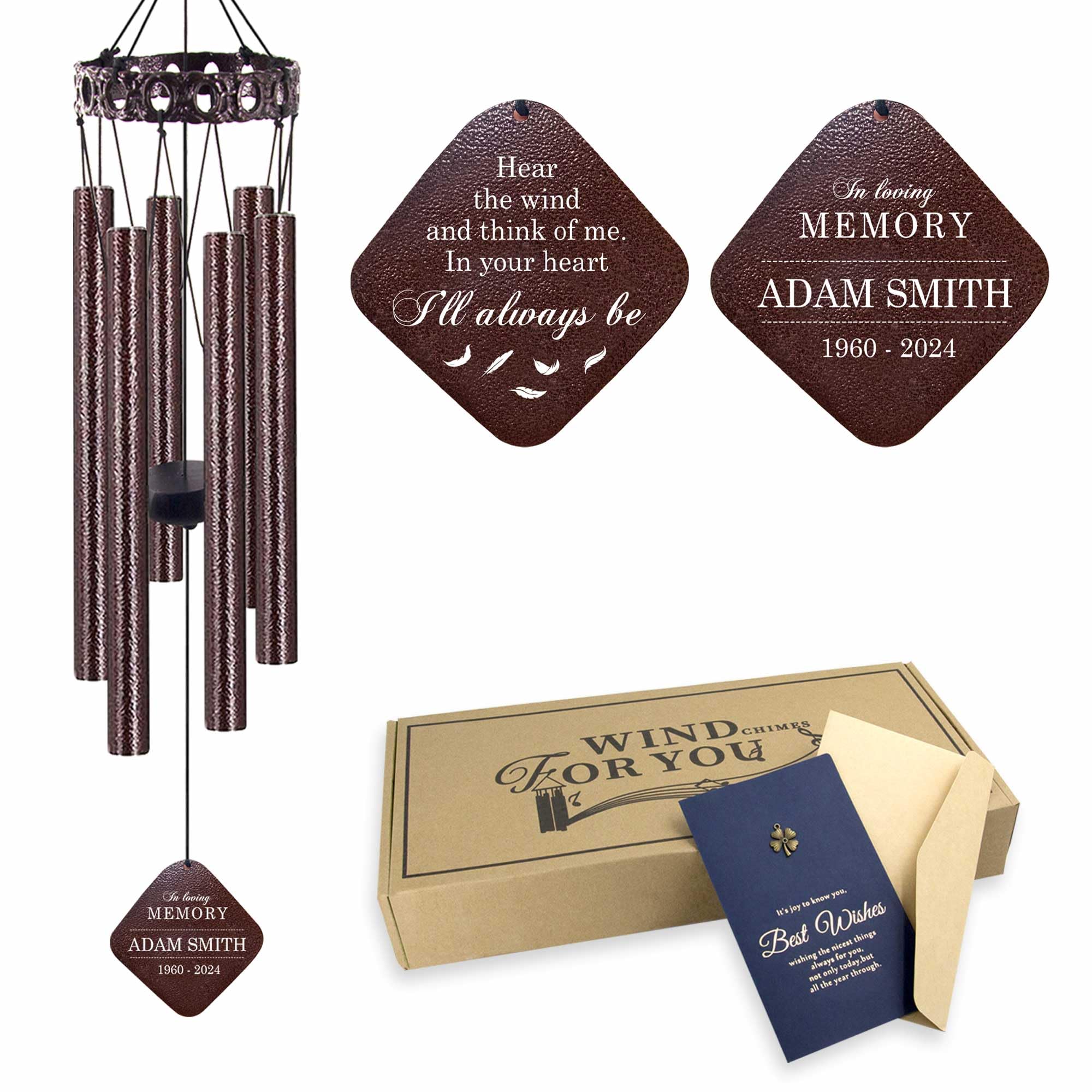 ASTARIN Personalized Memorial Wind Chimes, Customized Wind Chime for Loss of Loved One/Mother/Father, Wind Chimes for Outside Garden Decoration, Sympathy Gifts for Women/Man