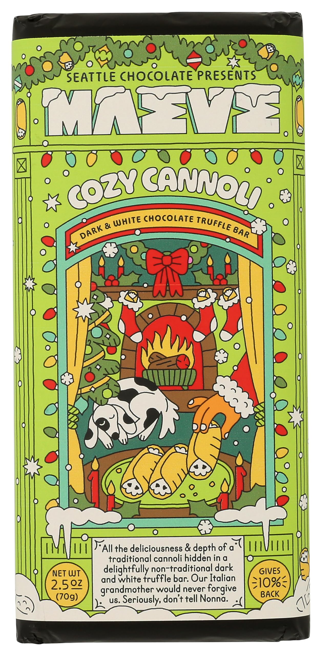 Maeve Cozy Cannoli Truffle White Chocolate Bar, 2.5 OZ