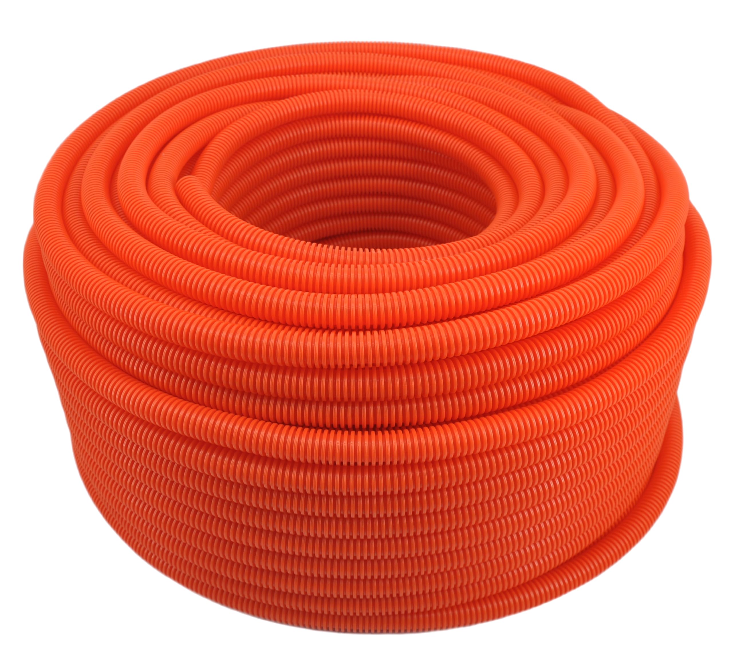 320N Wellrohr zum Betonieren Halogenfrei Selbstverformend Orange mit Pilot und Schmierung M16 M20 M25 M32 M40 M50 (Ø 32 mm außen/Ø 25 mm innen / 25m)
