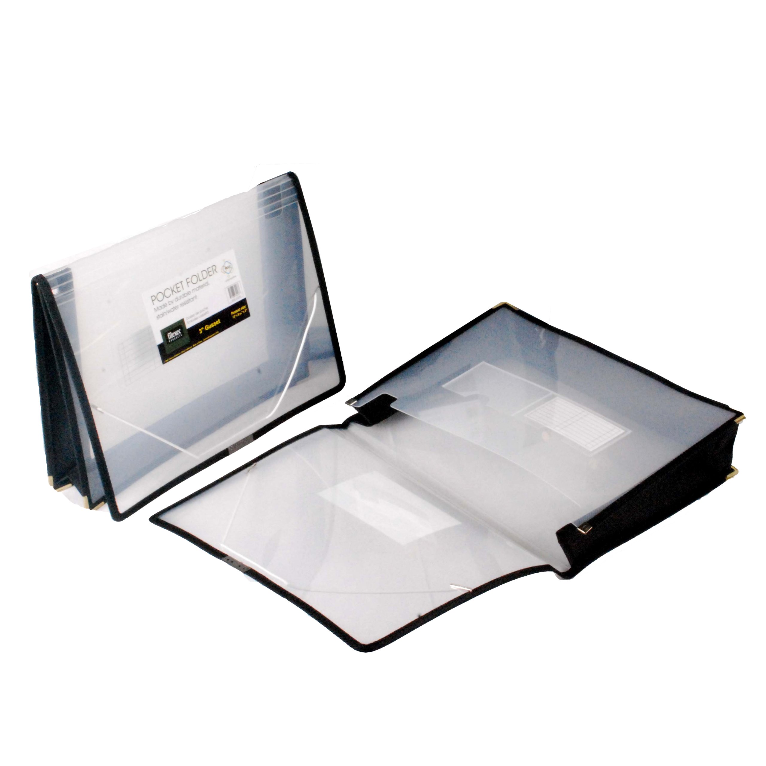 FilexecProducts 13 x 9.75 x 3 Inches Pocket Folder, Clear, Pack of 2 (50309-34243)