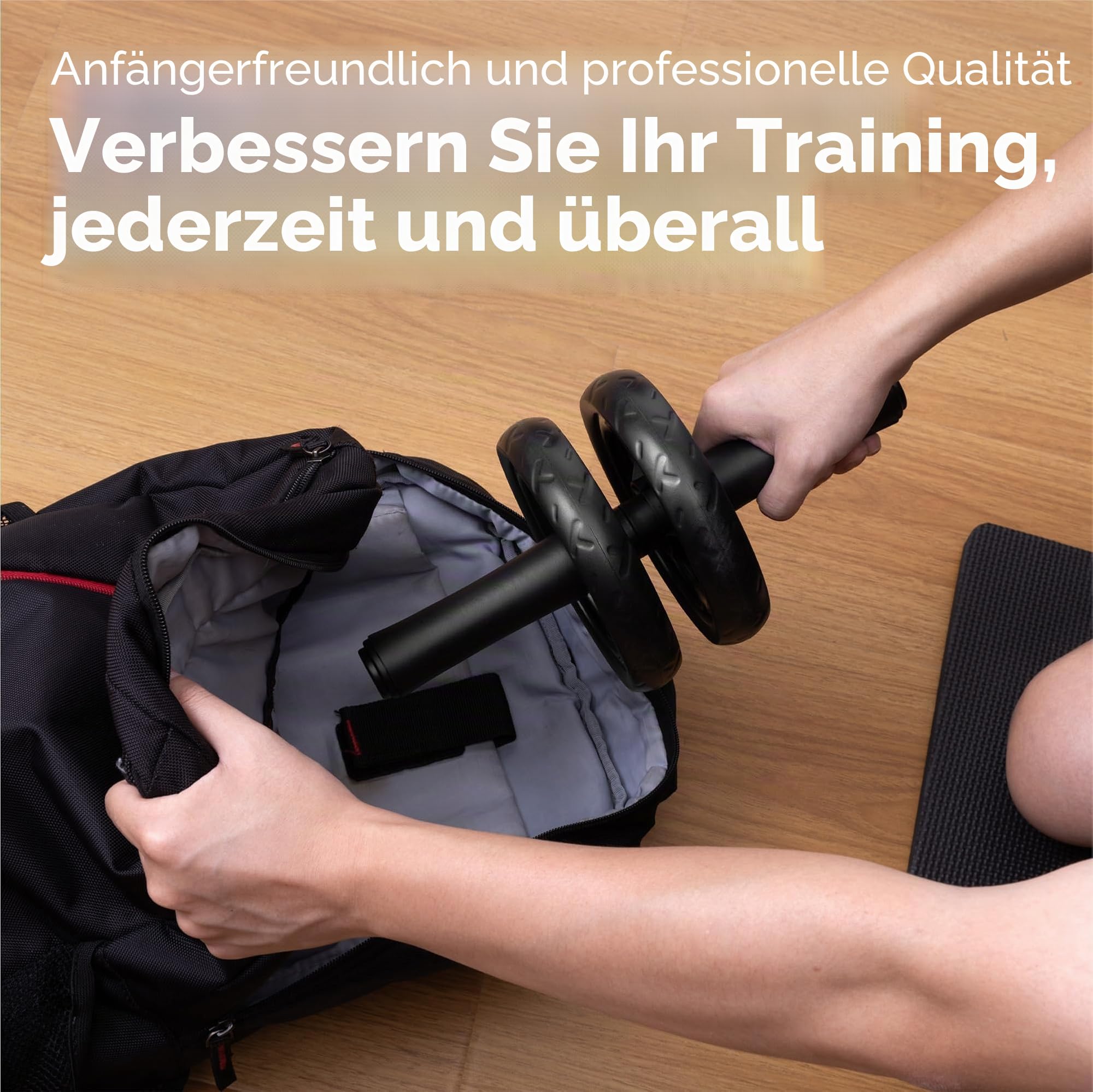 H&S Fitness Bauchtrainer Gerät - Ab Roller Bauchmuskeltrainer mit Extra Dicker Fitness Knie-Pad-Matte - Sportgeräte & Trainingsgeräte für Männer & Frauen für Zuhause