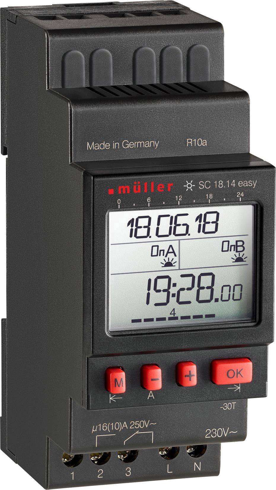 Müller SC 18.14 Easy 230V 50-60Hz Programador horario para Carril Digital 230V AC 16A/250V