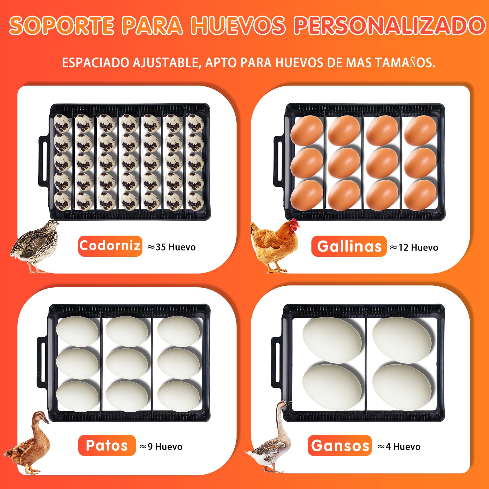 Incubadoras de Huevos Automaticas,Incubadora con Control de Humedad, Incubadora de Laboratorio con Pantalla Digital e IluminacióN LED Para Pollos, Patos, Gansos y Codornices(EU)