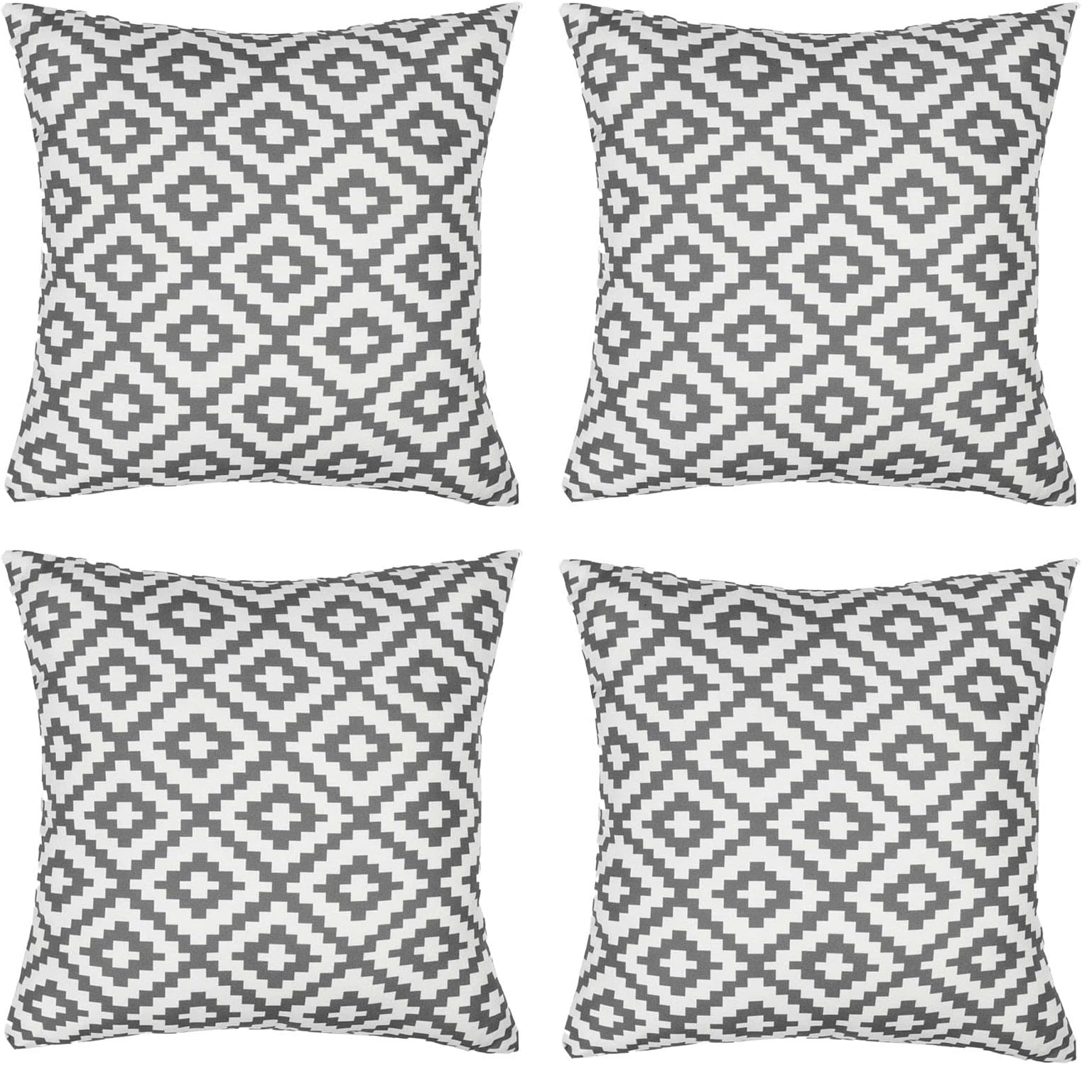 Brentfords Outdoor Cushions Waterproof Decorative Grey Geometric Outdoor Cushion Covers 45 x 45 Set of 4 Super Soft Patio Garden Cushions Home Decor Throw Pillow Covers with Invisible Zipper