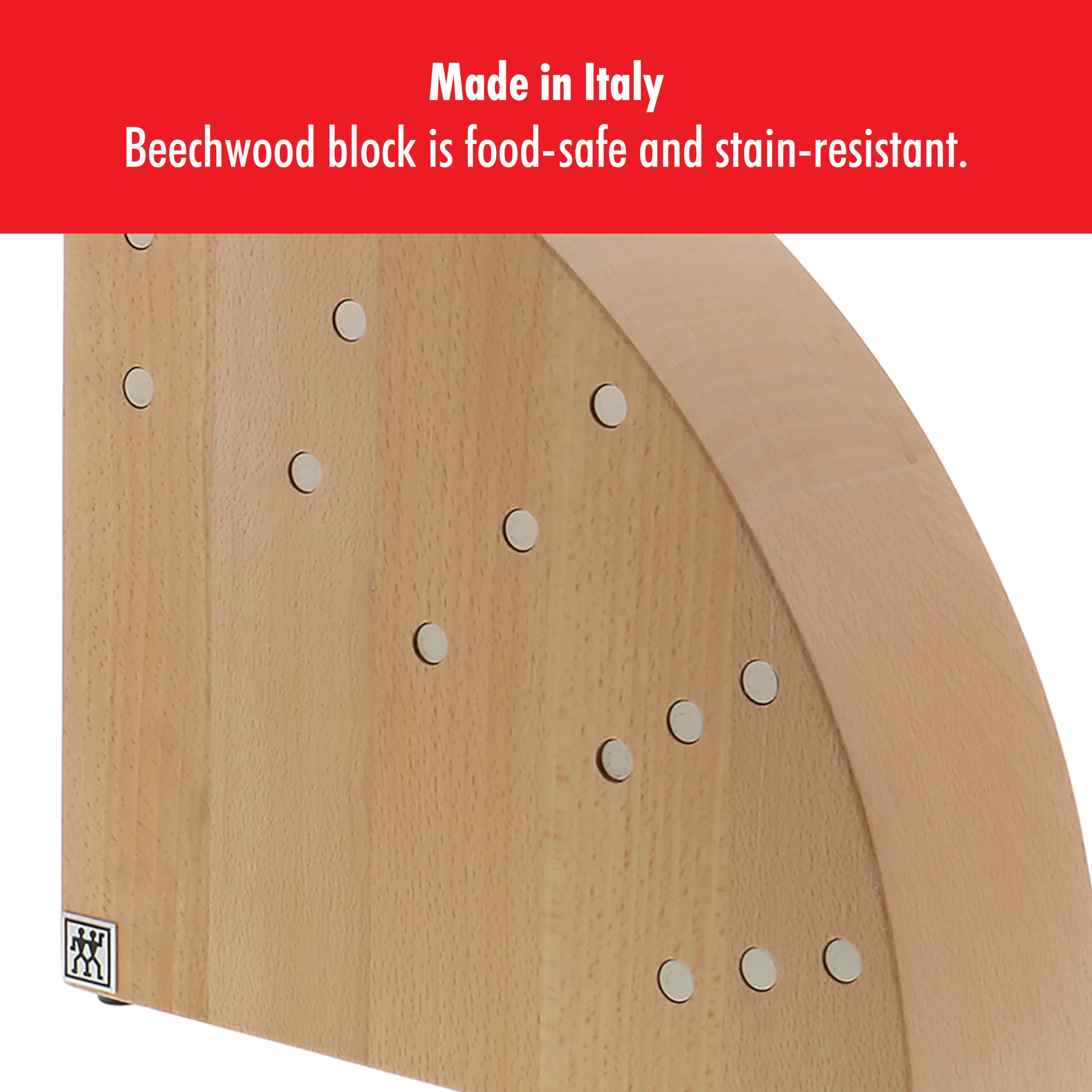 ZWILLING Italienischer Messerblock, 25,4 x 25,4 x 40,6 cm, natürliches Buchenholz
