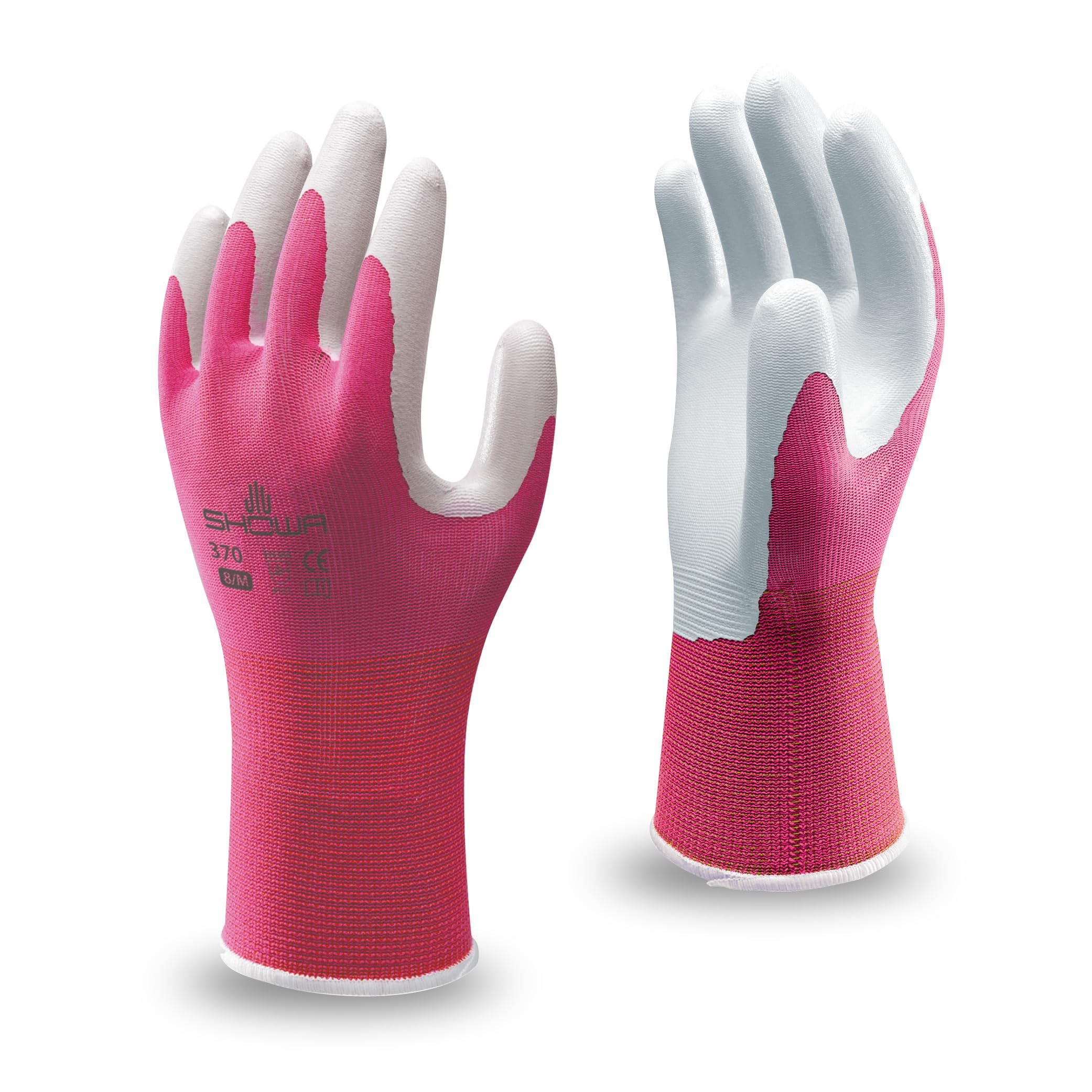 SHOWA Floreo 370 Gardening Gloves for Women & Men – 1 Pair Nitrile-Coated Garden Gloves with Touchscreen Grip – Lightweight, Breathable & Comfortable Fit for Gardening & DIY Tasks - Pink 6/Small