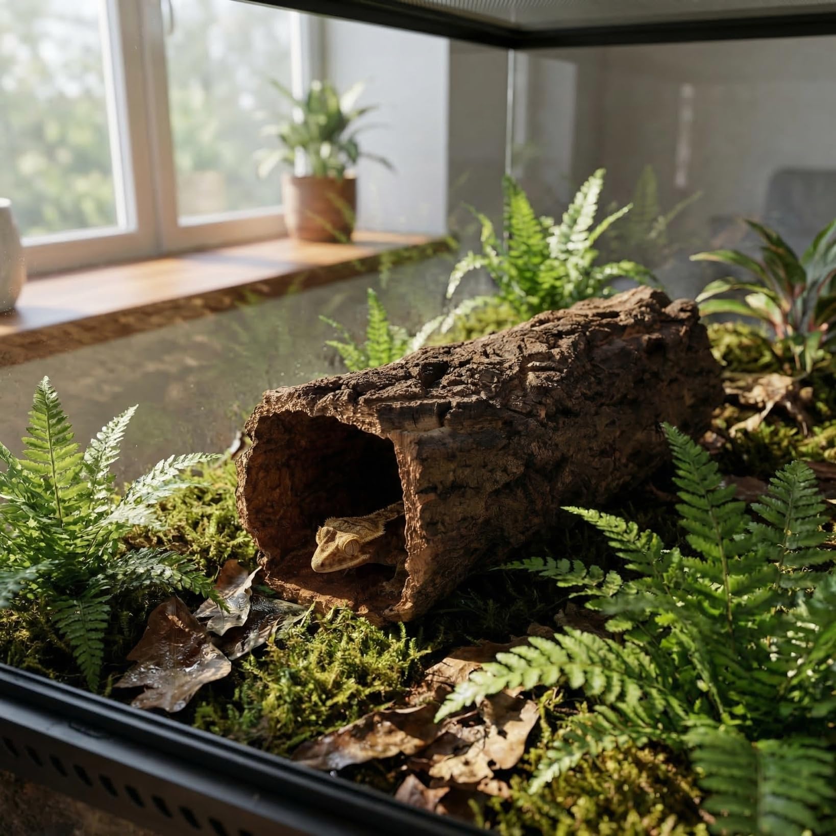 Veemoon Natürliche Baumstamm-höhle für Reptilien Und Amphibien, Terrarium aus Natürlicher Korkrinde, Baumstammhöhle, Kletterhöhle aus Holz für Geckos, Schlangen, Einsiedlerkrebse Und Frösche, 3,14