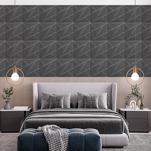 Miniatura 9 de Art3dwallpanels Paquete de 12 paneles acústicos de 12 x 12 pulgadas, autoadhesivos insonorizados, amortiguadores de sonido, decoración de pared 3D,