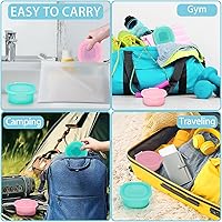 Vista 6 de Shampoo Bar Holder,Travel Soap Case is Perfect for Holding Round Soap, Silicone Soap Bar Container with Drainage Pad, Bar Soap Box with Lid (Green)