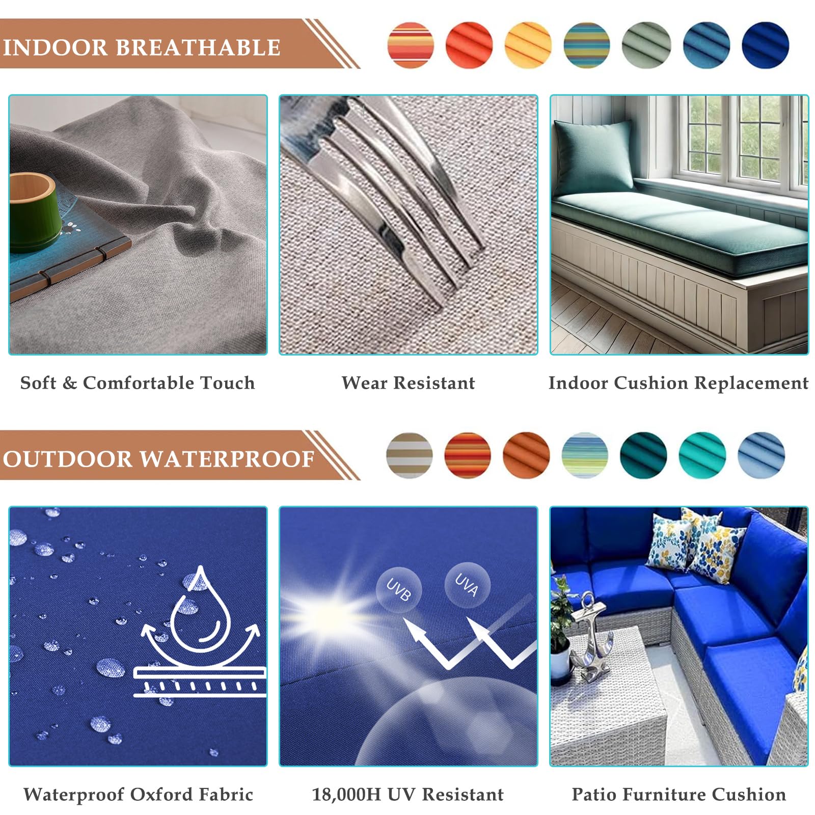 Trapezoid Bay Window Seat Cushion Customize Indoor Replacement Cushion Outdoor Waterproof Furniture Bench Pad Non-Slip Bottom Multiple Fabric Option