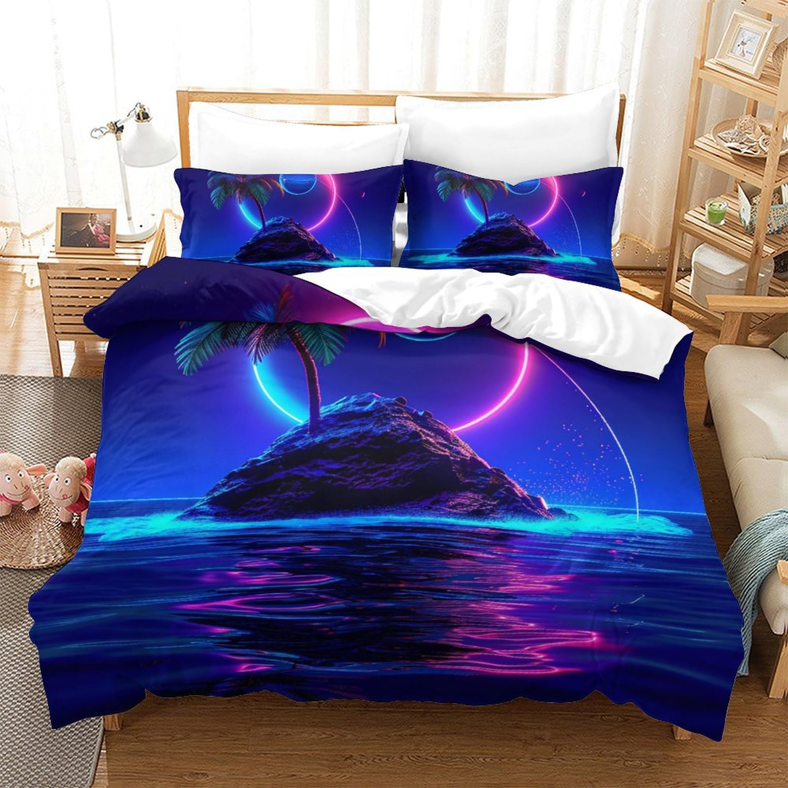 Housses de couettes microfibre super douce ensemble de literie respirante planète bleue 200x200