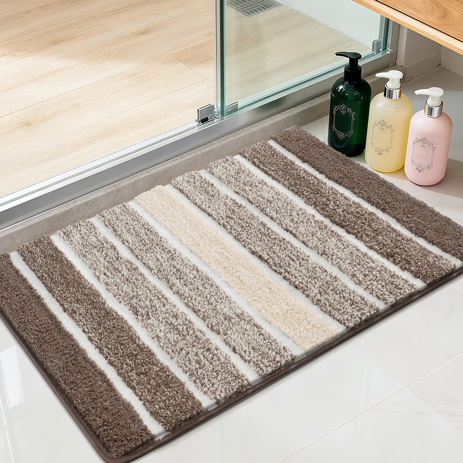 SHACOS Alfombra Baño 3 Piezas Absorbente Alfombrilla Antideslizante Lavable a Máquina Alfombras Suave y Cómoda 50 x 80 cm Marrón
