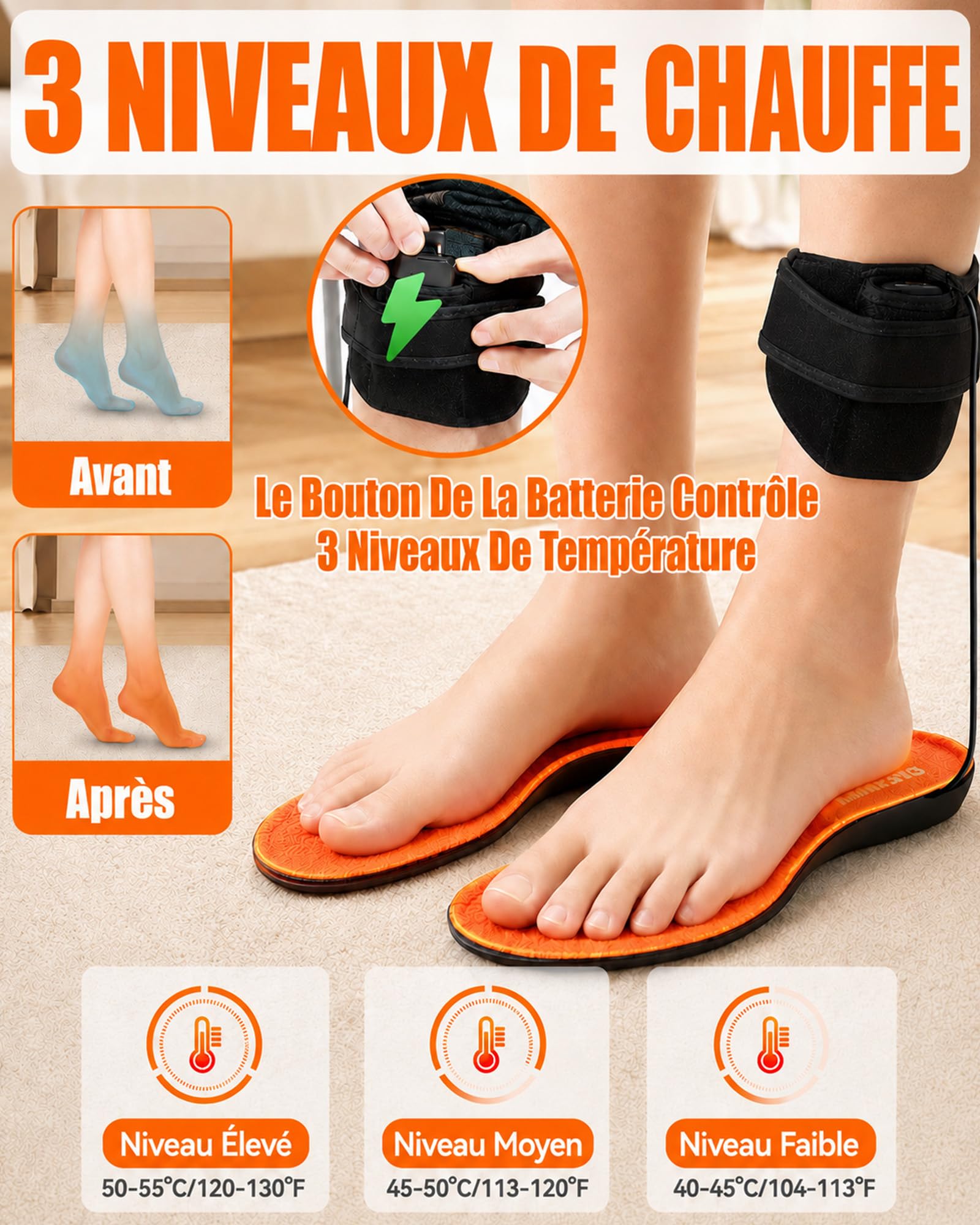 Semelles Chauffantes Découpables, Soutien Voûte Plantaire Homme & Femme
