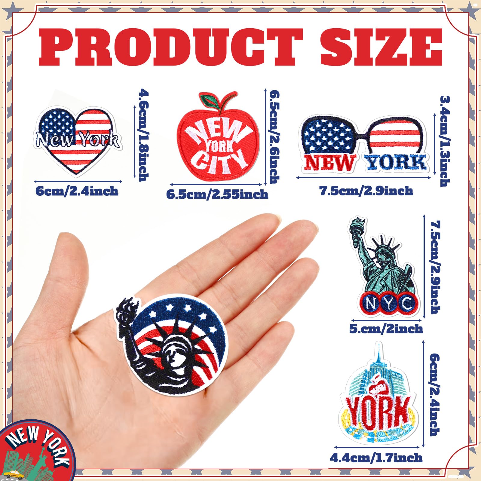 Tigeen 48 parches de chenilla para planchar de la ciudad de Nueva York, parches bordados a granel para sombreros, ropa, apliques para coser, accesorio de bricolaje para mochila, pantalones, jeans