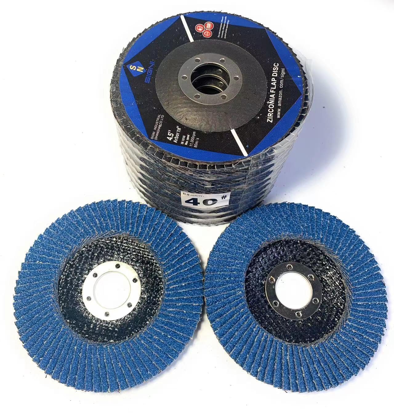 SIGNI T29 4.5" x7/8" Premium Zirconia Abrasive Flap disc for Angle Grinder Sanding, Stock and Rust Removal, Finishing, Grinding, Deburring (4.5 inch T29 40#)