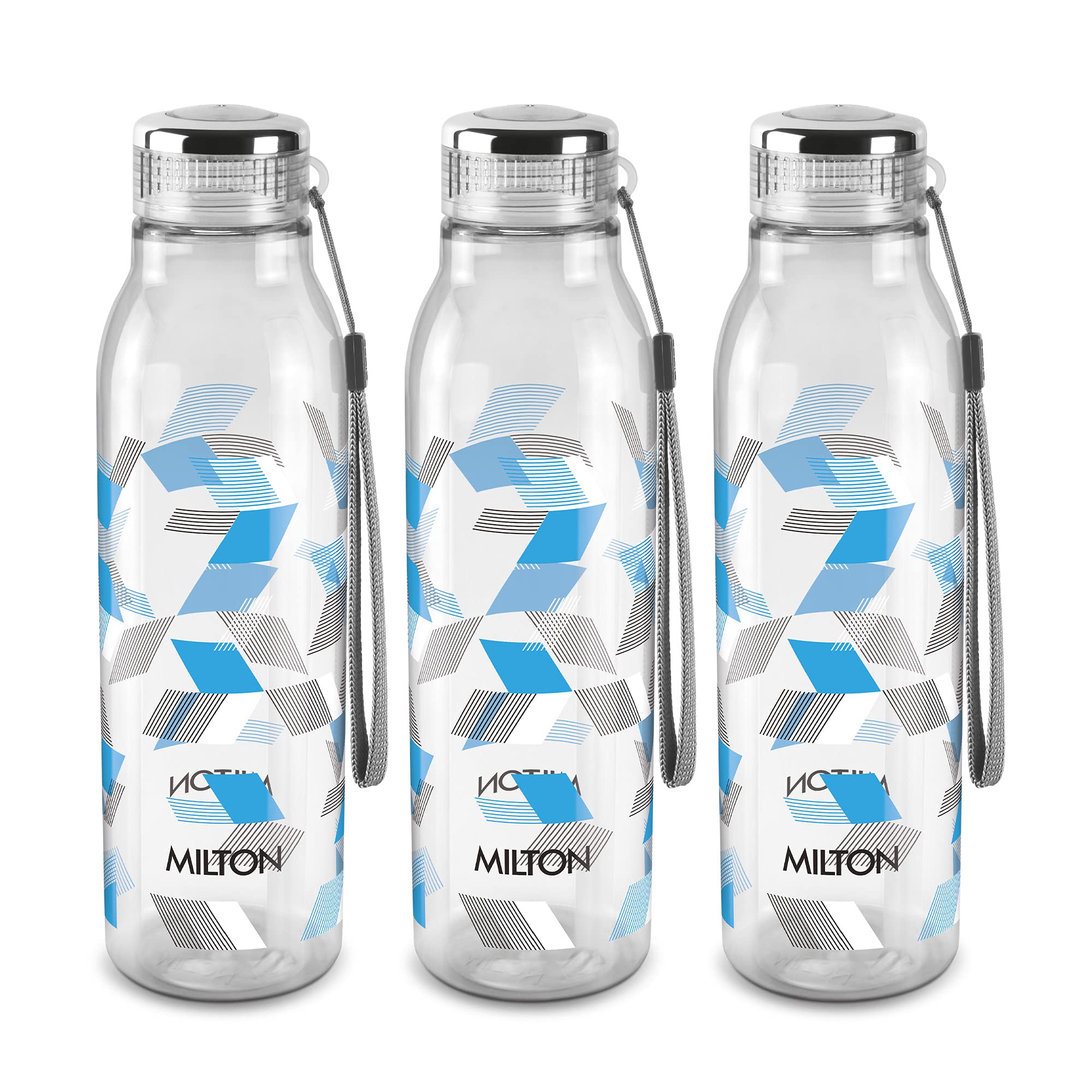 MILTON Helix 1000 Pet Water Bottle, Set of 3, 1 liter Each, Blue, Reusable Plastic Fridge Bottle, BPA Free and Leak Proof Bottles for Travel, Work