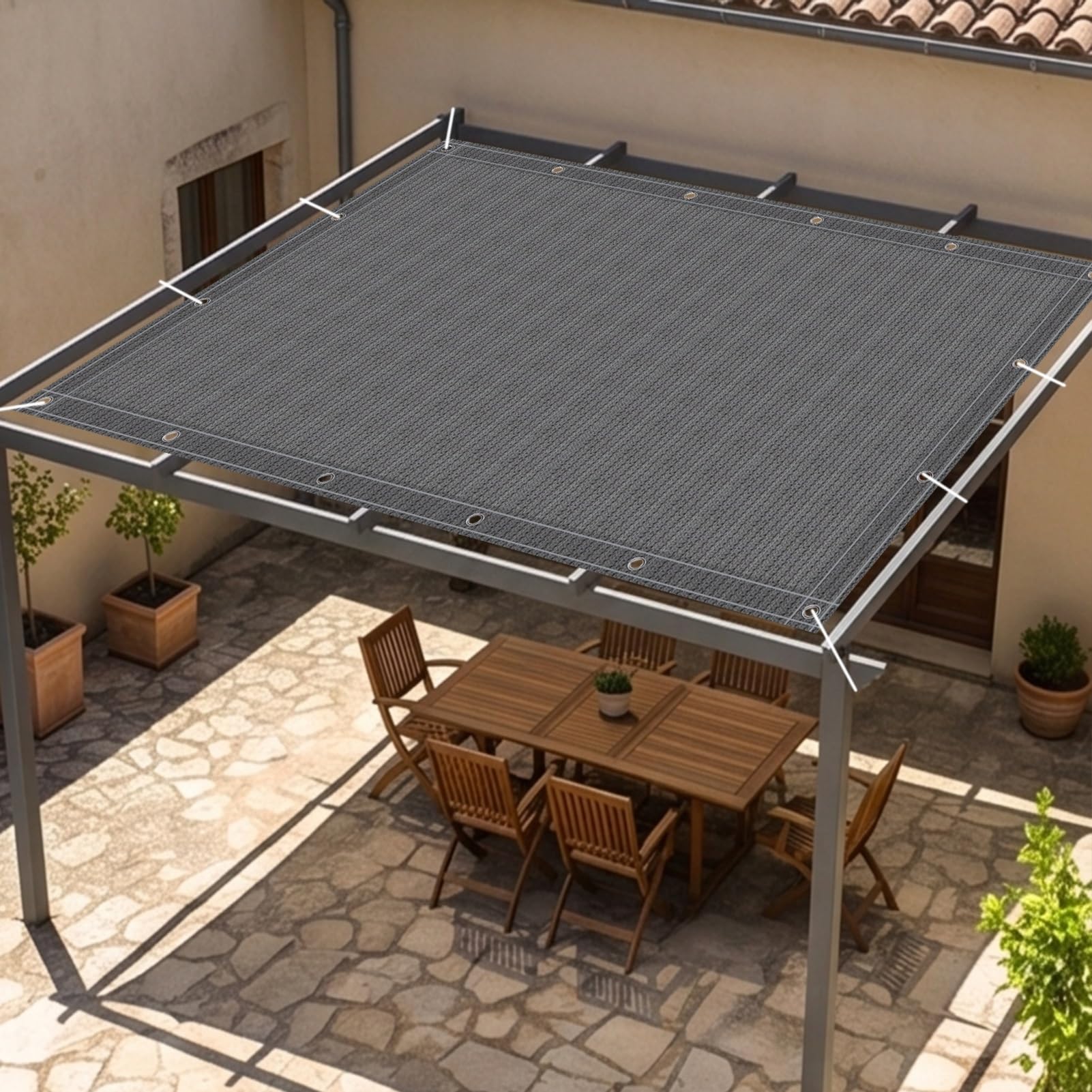 Toldo para Sombra 100 x 405 cm Protección UV Red de Sombra Al Aire Libre Protegiendo La Privacidad para Plantas Invernaderos Balcones, Gris