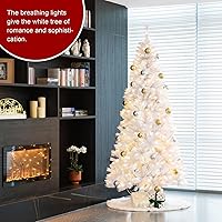 Vista 47 de Glitzhome Prelit Christmas Tree, 6ft Flocked Artificial Christmas Tree Serene Snowscape Fir with 300 Warm White Lights for Home, Office, Party