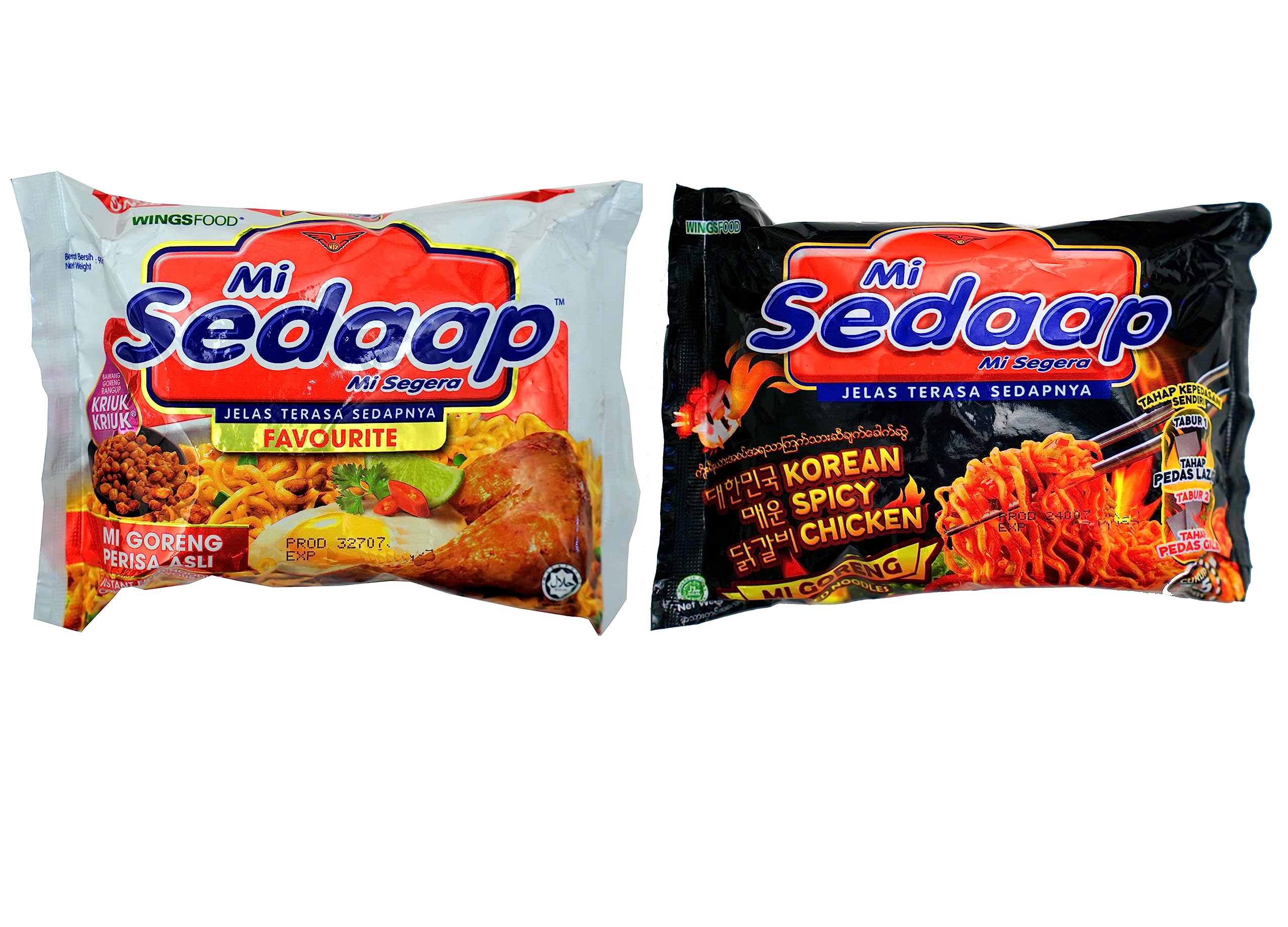 Mi Sedaap GORENG (20 x 90 g) & Korean (20 x 87 g) Instant Noodles Halal