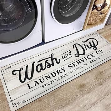 KOZYFLY Laundry Room Rug Runner 20"x48" Non Slip Kitchen Rugs Washable Laundry Room Mat Waterproof Mudroom Floor Carpet Runner Farmhouse Decor, 1.7x4ft, Light Grey, Wash and Dry