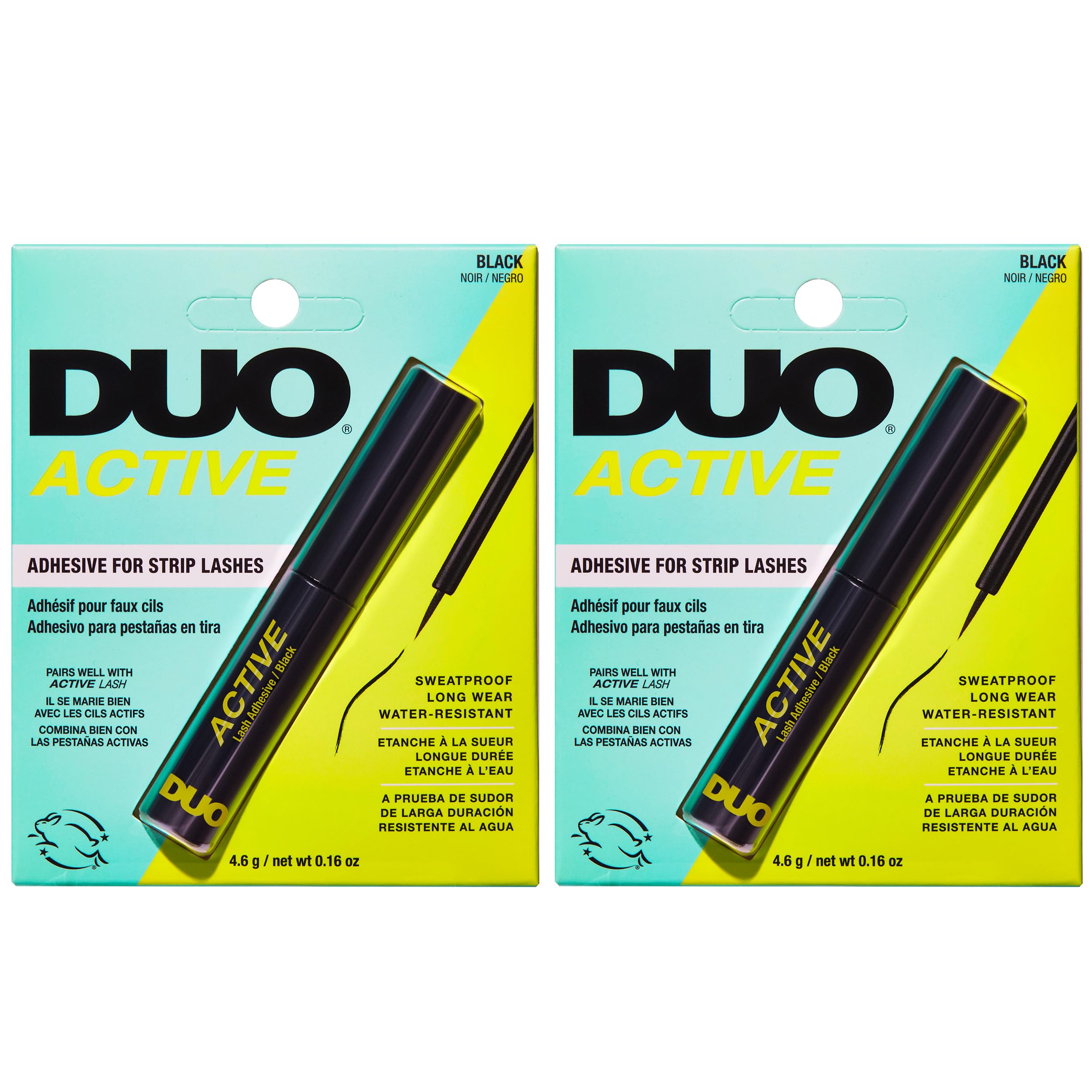 DUO Active Black Eyelash Glue - Waterproof & Long-Lasting Lash Adhesive for Strip Lashes, 0.16 oz, 2 Pack