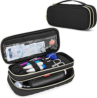 Damero Double Layer Stethoscope Case Compatible with 3M Littmann/ADC/Omron Stethoscope, Stethoscope Carrying Case Travel Bag for Nurse Accessories, Black