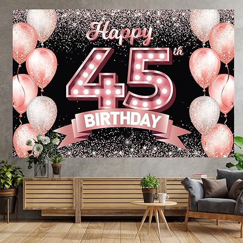 Vista 23 de Happy 21st Birthday Rose Gold Banner Backdrop Cheers to 21 Years Old Confetti Balloons Theme Decor Decorations for Women 21 Years Old Pink Birthday