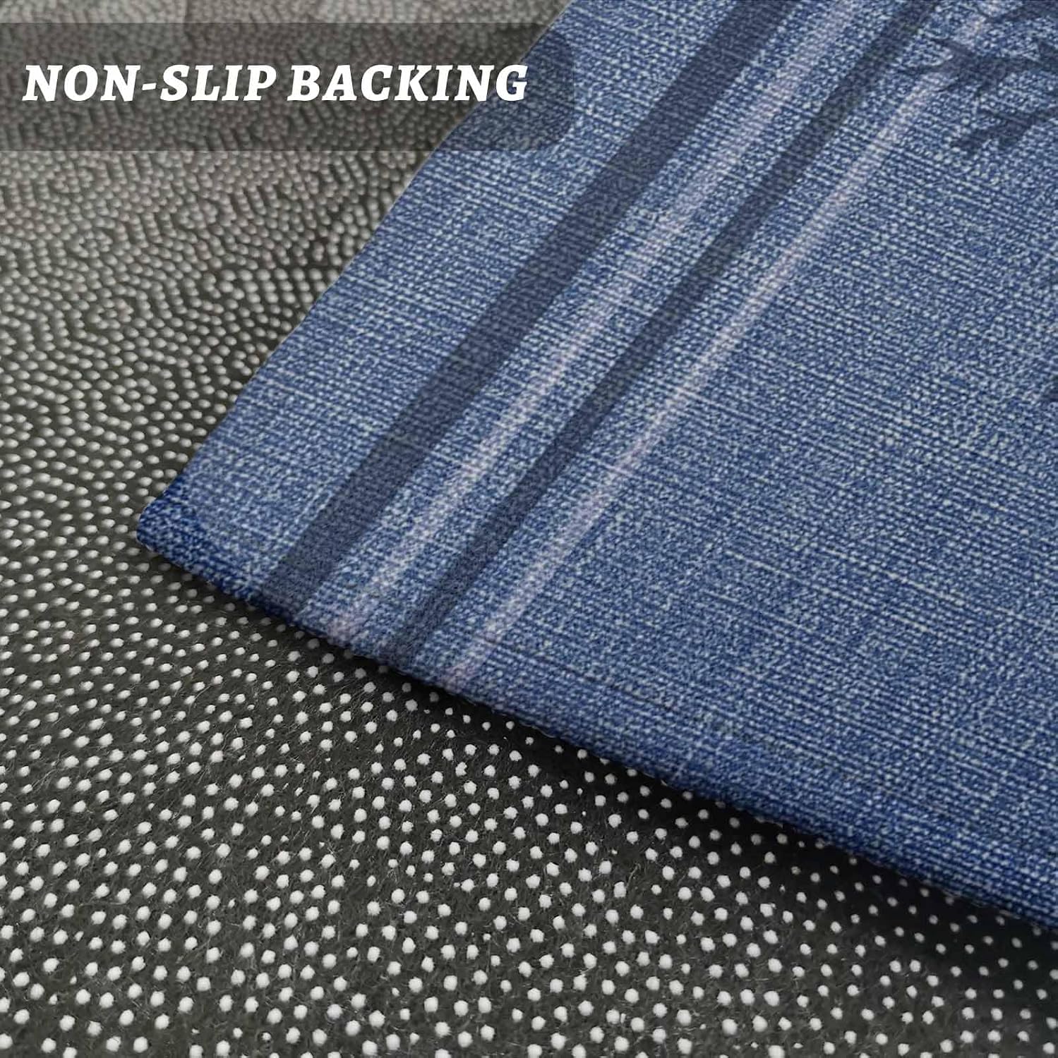 Kitchen Mats for Floor Coastal Ocean Coral Washable Non Slip Kitchen Rugs 2PCS, Marine Life Blue Linen Texture Absorbent Standing Mats for Sink Bathroom Office Living Room 15.7x23.6in+15.7x47.2in
