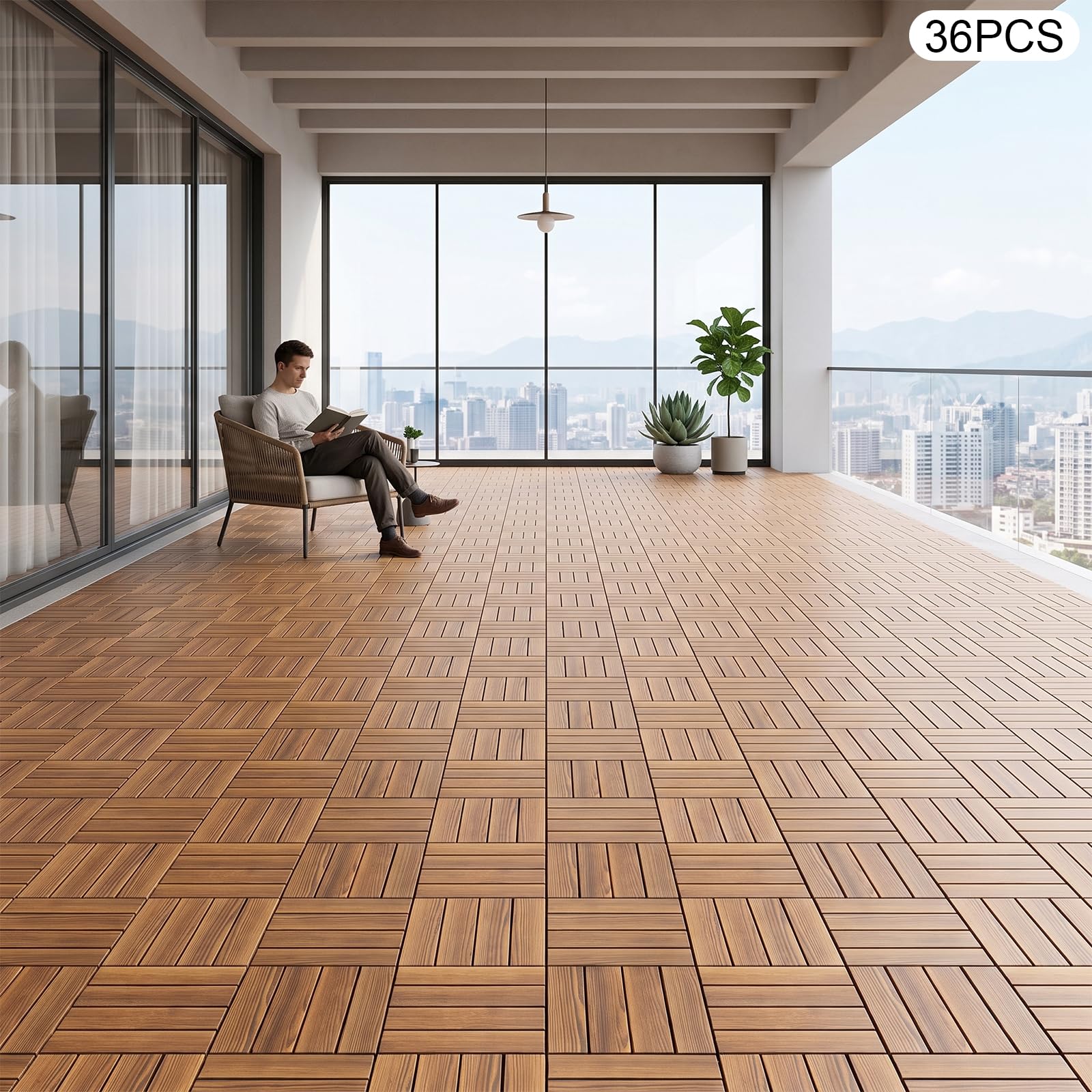 Baldosas de madera para terraza, 30,3 x 30,3 x 2,3 cm, 36 unidades