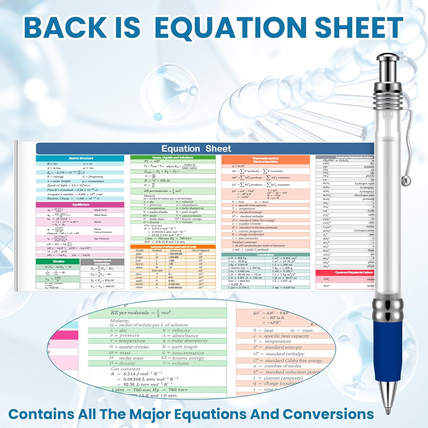 Harloon 30 Pack Chemistry Periodic Table of Element Pen Ballpoint Scroll Pen with Formulas Equations Periodic Table Reference Sheet for Student Teacher Study Tool Scientists Day Graduation Gift