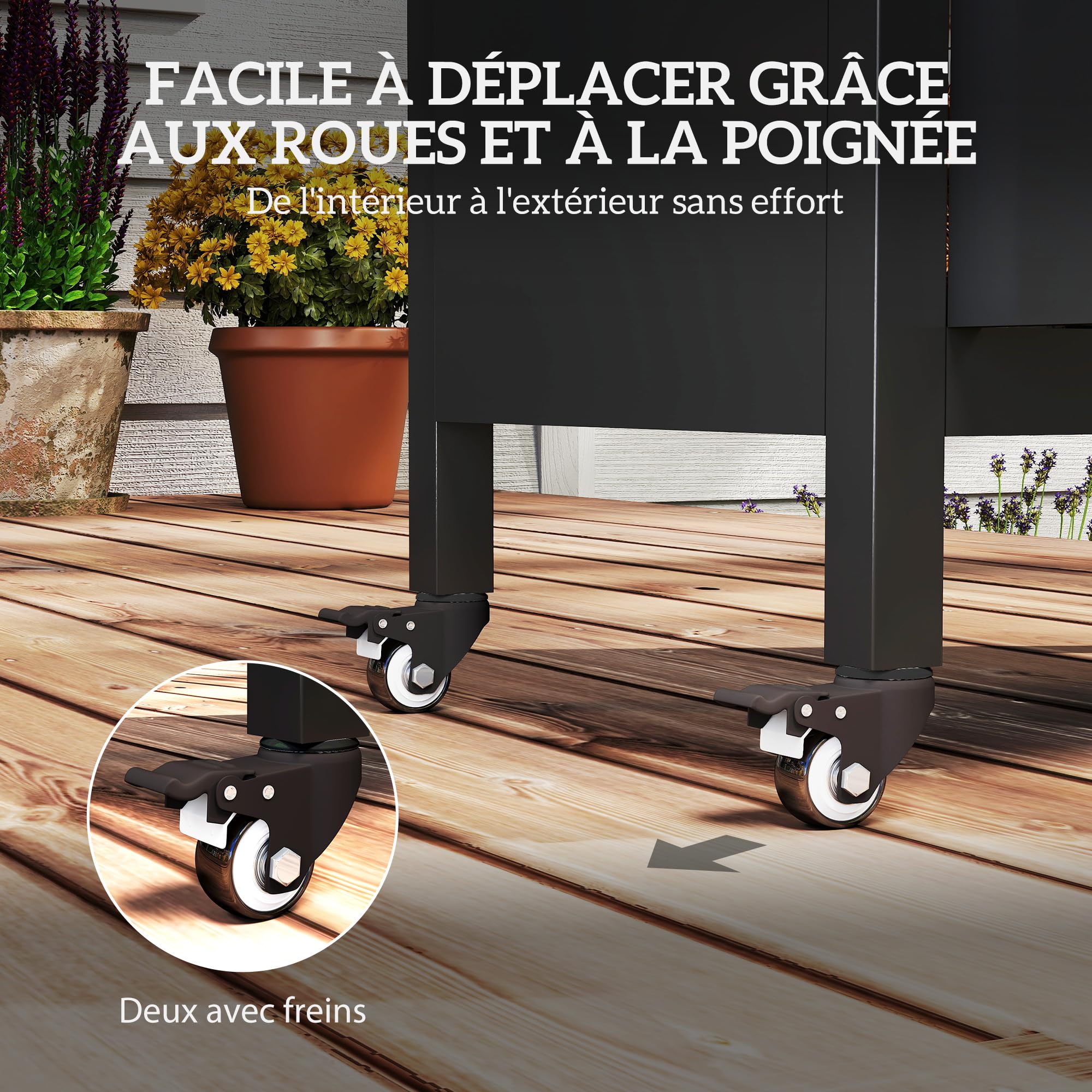 Outsunny Chariot de Barbecue avec Tablette Pliable, desserte pour Plancha en Acier Inoxydable, roulettes, 116 x 50 x 93 cm, Noir