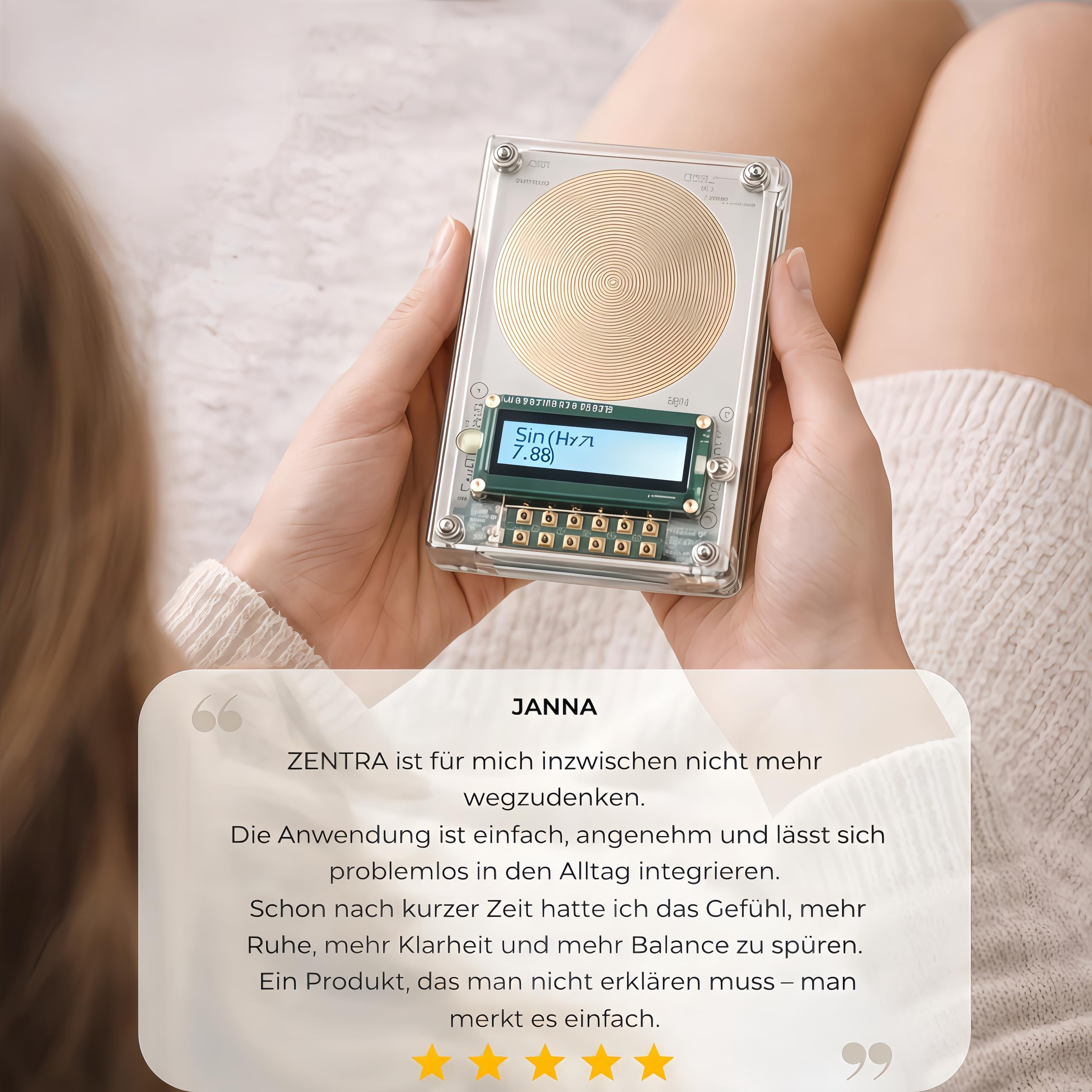 ZENTRA Premium-Gerät Schumann Resonanzgenerator, einstellbar mit Display und USB-Anschluss, Frequenzgenerator für Einschlafhilfe, Entspannung und Meditation, natürliche Raumharmonie