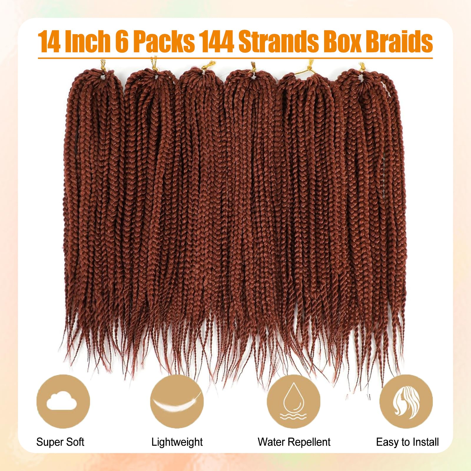 AMLUCKS Box Braids Crochet Hair 6 Packs Pre Looped Knotless Medium 3X Braids Goddess Box Braids Crochet Hair Extensions for Black Women Braiding Hair (350# - Image 4