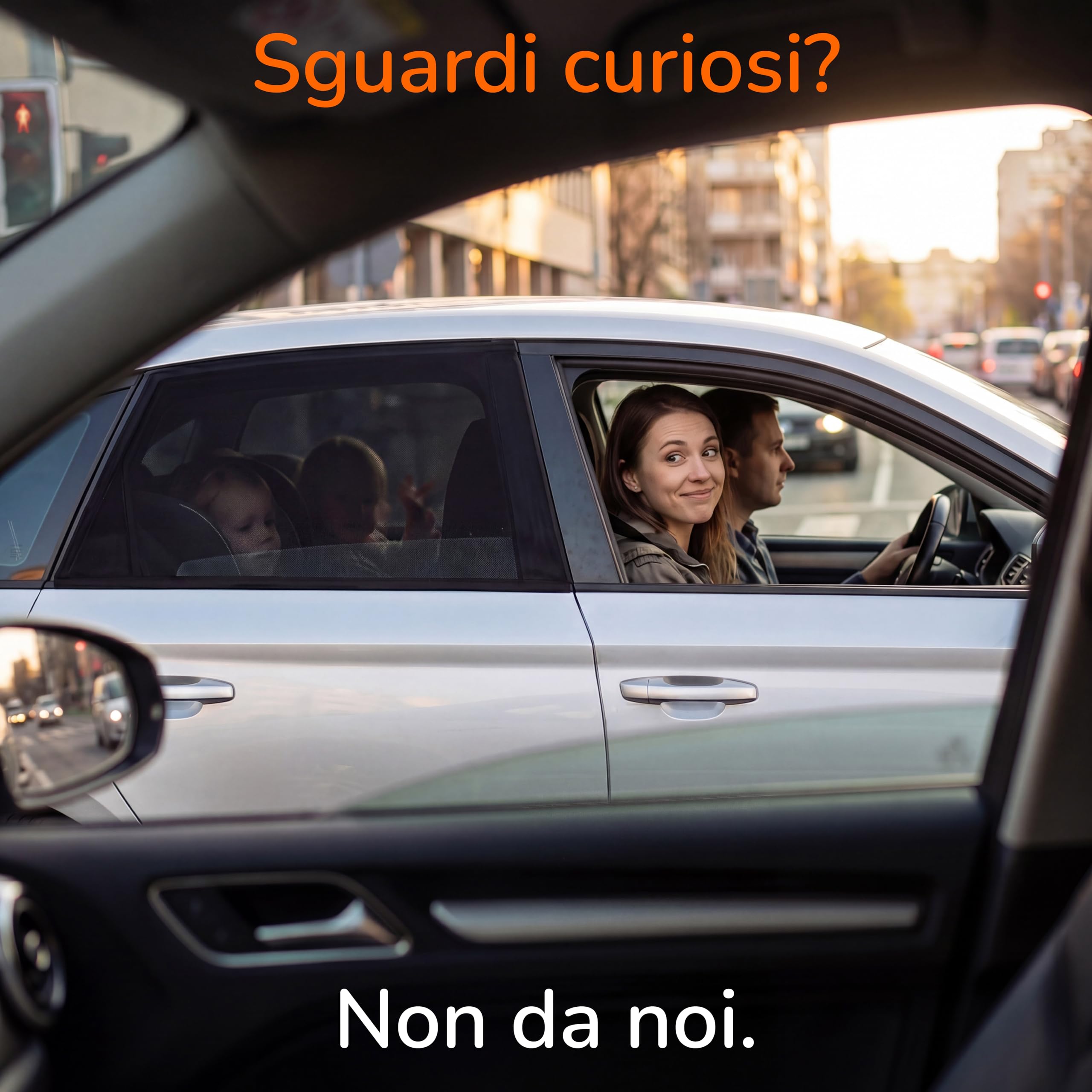Parasole Auto per Bambini con Protezione UV Certificato TÜV UPF 15 Upgrade4cars
