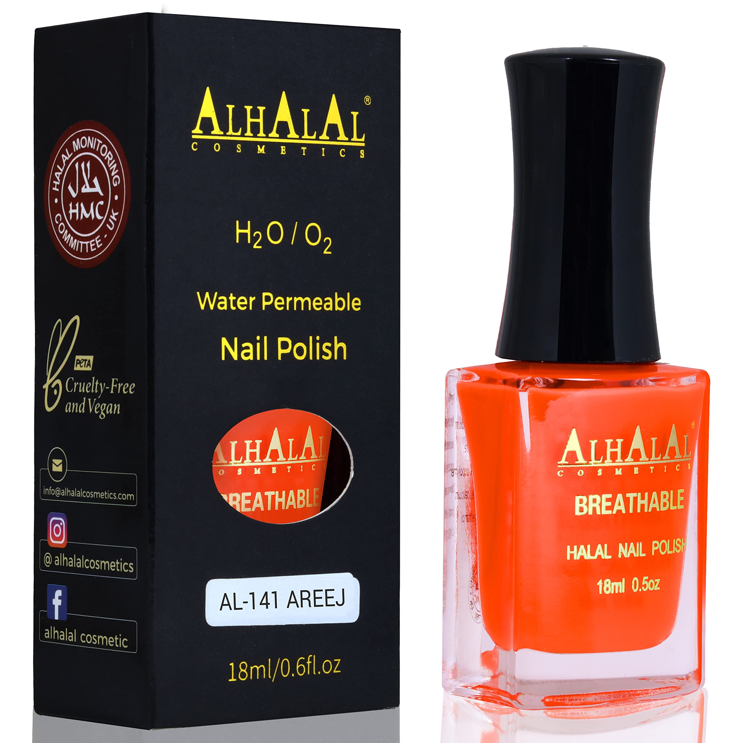 Halal Gel Nail Polish - Water Permeable Soak Off Varnish Paint Art - Glossy Red White Enamel - Vegan and Cruelty-Free (AL-141 AREEJ)