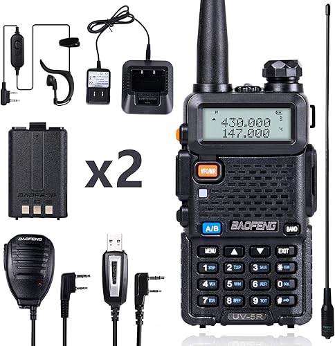 BaoFeng UV-5R - Radio de vapor de 8 W con batería extra de 1800 mAh y antena TIDRADIO 771 de doble banda de radio de mano incluye kit completo