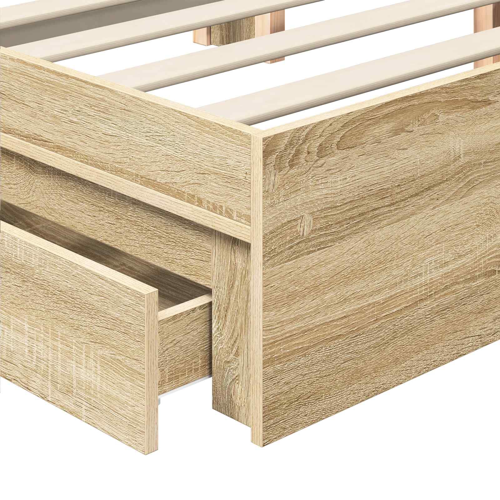 vidaXL Lit de Rangement Chêne Sonoma 140 x 200 cm Bois d'ingénierie