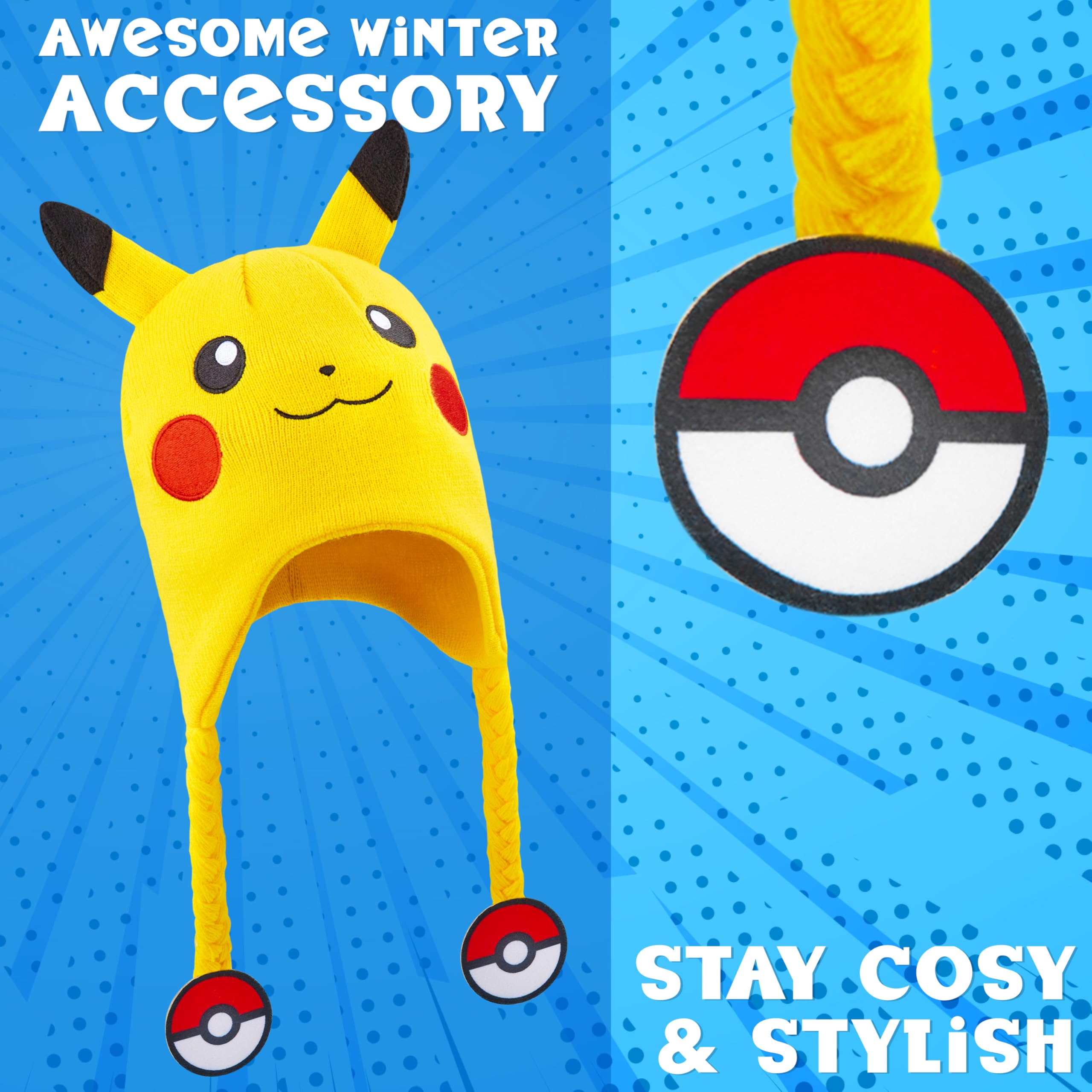 Pokémon Gorro Invierno Niño Punto 5-12 Años Pikachu Gengar Eevee Escuela Viajes Regalos Anime