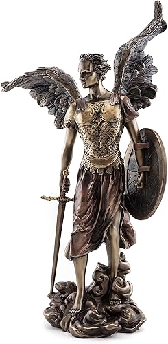 Miniatura 1 de Top Collection Estatua de San Miguel el Arcángel – Michael, defensor de la iglesia escultura en bronce fundido en frío de primera calidad – Figura