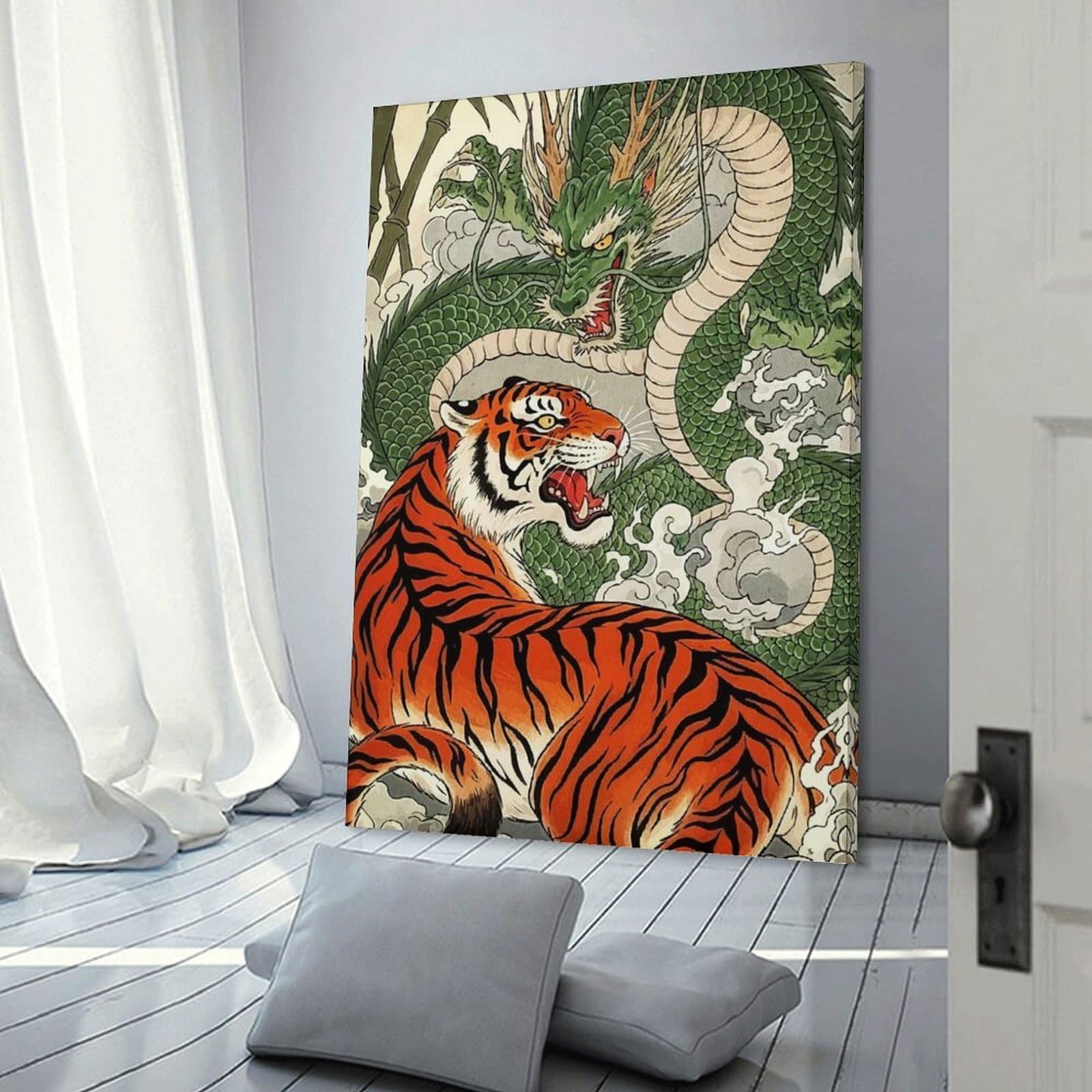 Junmoney Room Decor Wall Art Dragon And Tiger, 20x30inch(50x75cm), for Gallery Wall Decor And Room Displays, An Easy Match for Collected Prints