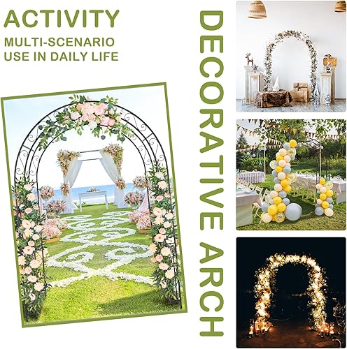 Miniatura 2 de Outvita Cenador de arco de jardín de 7 pies con puerta de entrada, arco de cenador de metal resistente, marco decorativo enrejado con estacas de