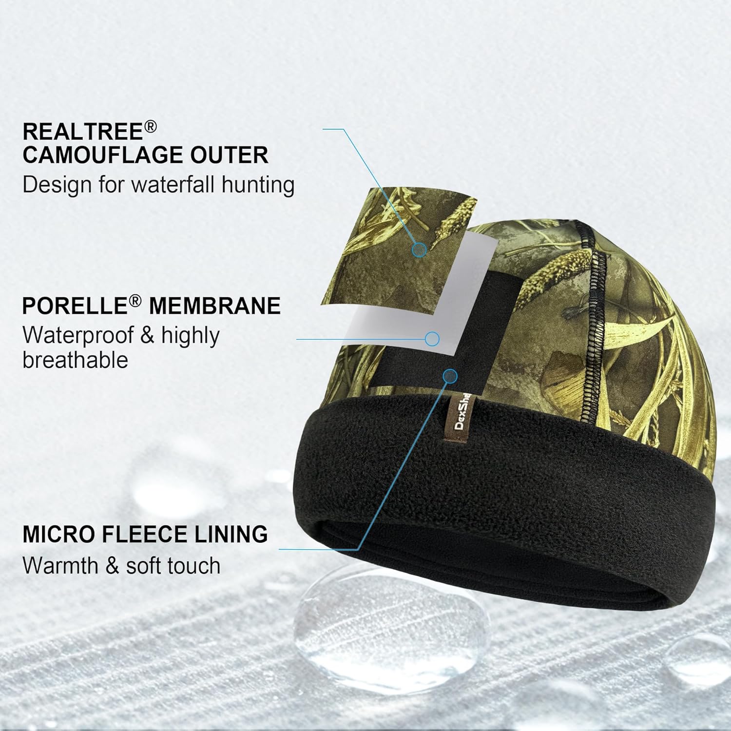 DexShell Waterproof Beanie for Men & Women – Windproof Fleece-Lined Hat with Porelle Membrane for Cold Weather & Outdoor Use