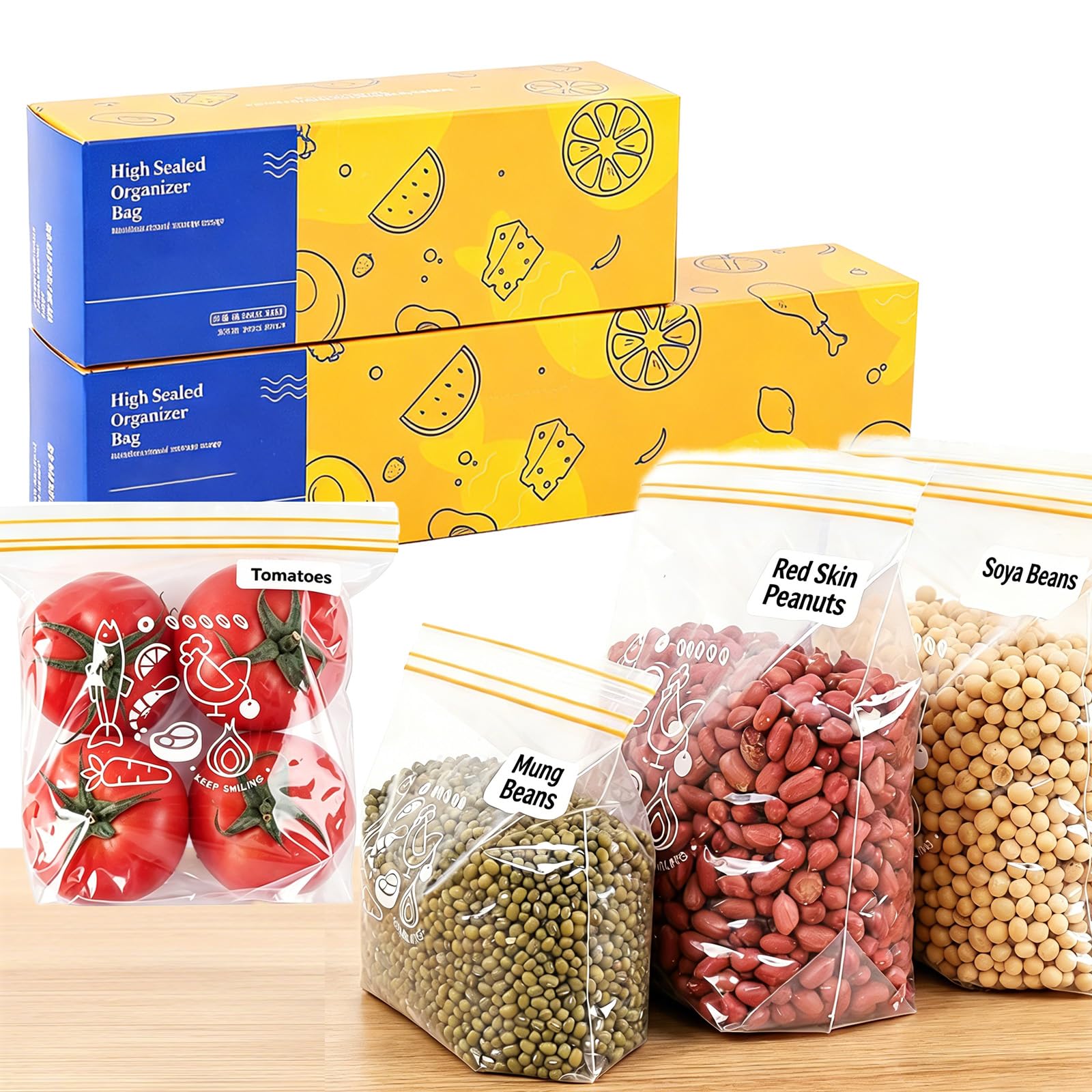 Freezer & Sandwich Bags, Multi-Purpose Food Bags, 55 Pcs (S:30+M:25)