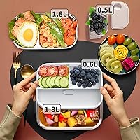 Vista 7 de Electric Heated Lunch Box for Adults, 100W 3-IN-1 2 Pack 1.8L Containers Heating Lunch Box for Men Portable Double Layer, Fast Heated Food