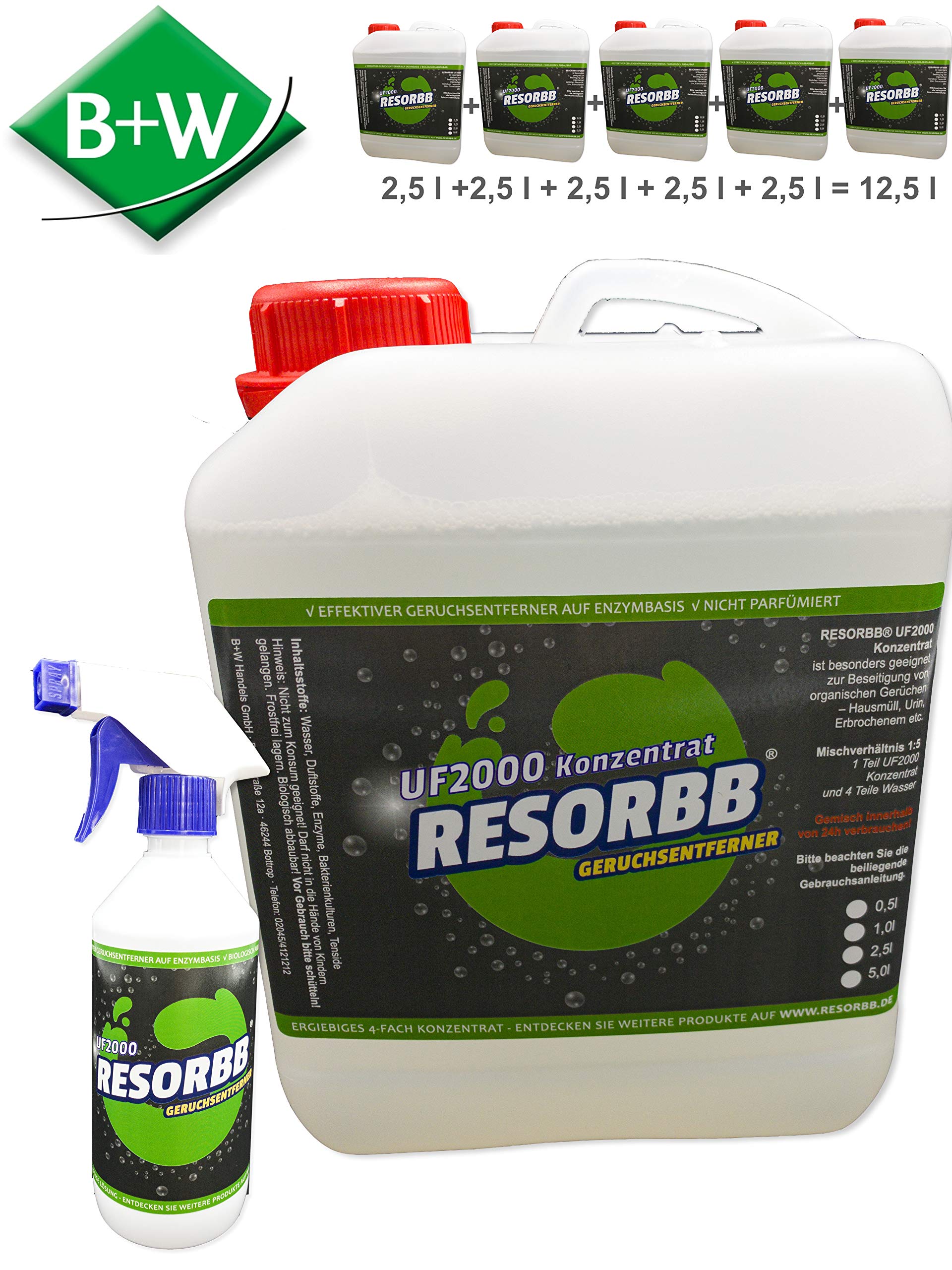 UF2000 Geruchsentferner 2,5l. 5-Fach-Konzentrat + Leere Sprühflasche