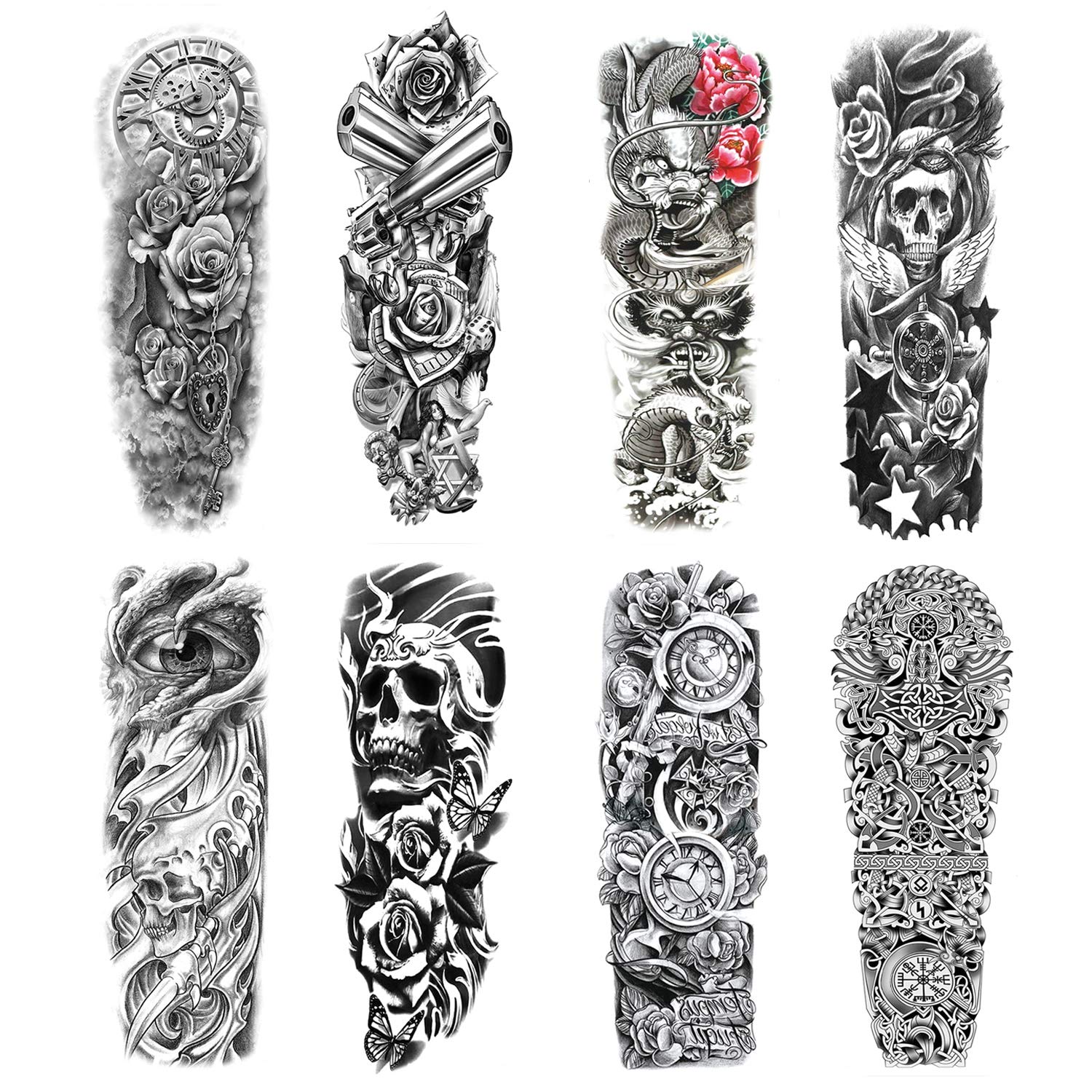 Buy Konsait Full Arm Temporary Tattoo 8 Sheets Large Size Temporary 