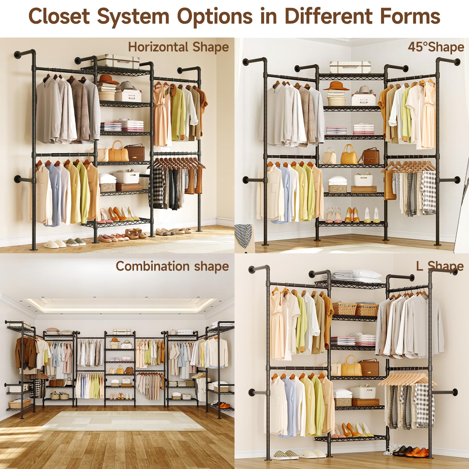 The 5 Best Walk-In Closet Systems in 2026 3 ONBRILL H3 Expandable Wall Mounted Closet System, 5.4FT-8.1FT Closet Organizer w - product photo